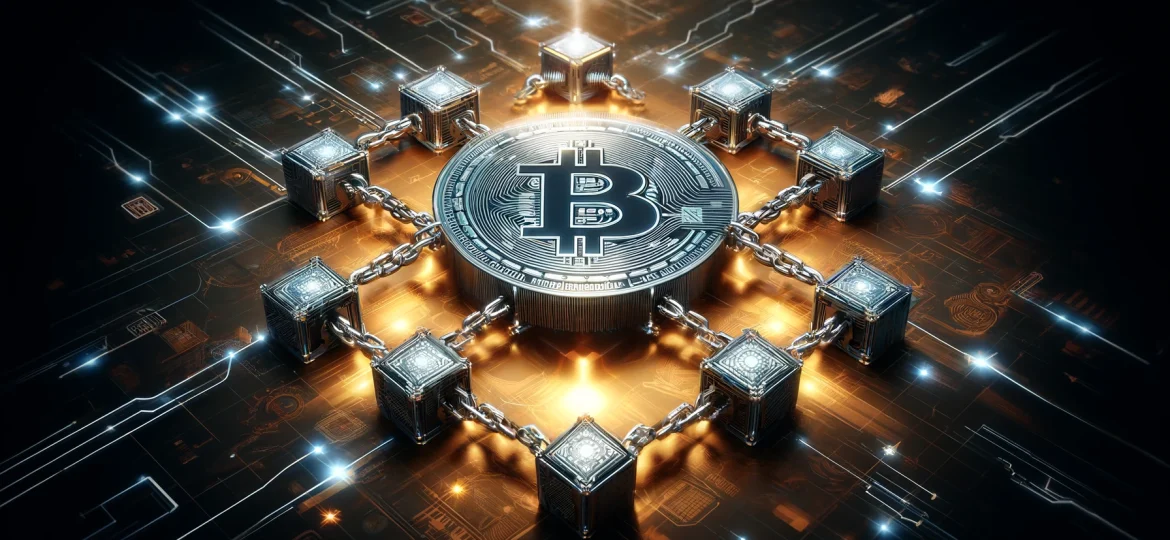 DALL·E 2024-06-04 19.32.49 - A photorealistic image of the Bitcoin Cash blockchain. The image should include a network of blocks connected with chains, representing the blockchain